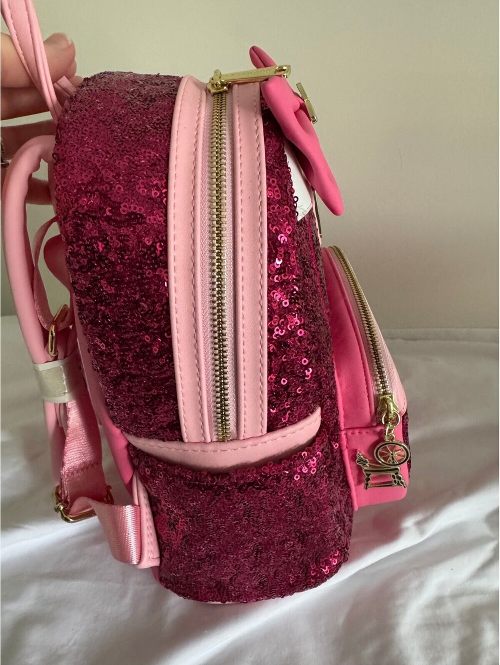Disney Princess Aurora Pink Sequins Loungefly Mini Backpack - Picture 3 of 9